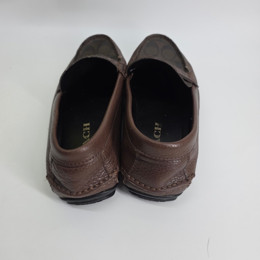 Coach Mens Signature Canvas Pebble Leather Penny Loafers Brown Driving Mocs 8D - Picture 6 of 11